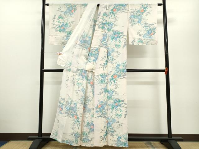 平和屋着物＊夏物 小紋 絽 草花文 暈し染め 正絹 逸品 未使用 CABB2325ze