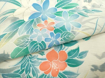 平和屋着物＊夏物 小紋 絽 草花文 暈し染め 正絹 逸品 未使用 CABB2325ze