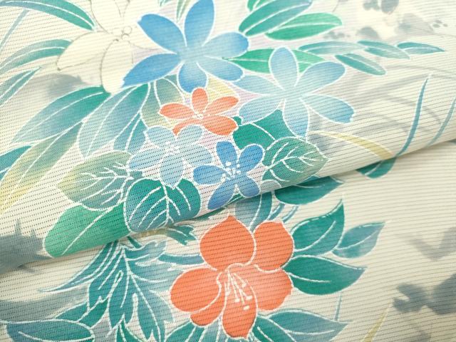 平和屋着物＊夏物 小紋 絽 草花文 暈し染め 正絹 逸品 未使用 CABB2325ze