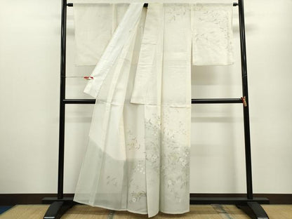 平和屋着物＊夏物 訪問着 紗 流水枝花文 暈し染め 正絹 逸品 CABB2326ze