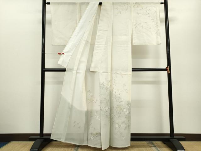 平和屋着物＊夏物 訪問着 紗 流水枝花文 暈し染め 正絹 逸品 CABB2326ze