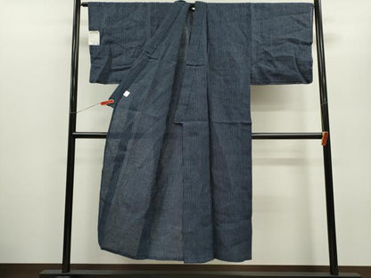 平和屋着物＊夏物 男性 中村勘三郎 小千谷ちぢみ 縞 麻 逸品 未使用 CABB2327ze