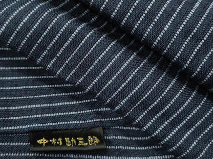 平和屋着物＊夏物 男性 中村勘三郎 小千谷ちぢみ 縞 麻 逸品 未使用 CABB2327ze
