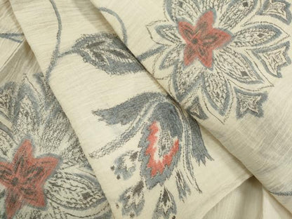 平和屋着物＊夏物 小千谷ちぢみ 更紗花唐草文 麻 逸品 CABB2328ze