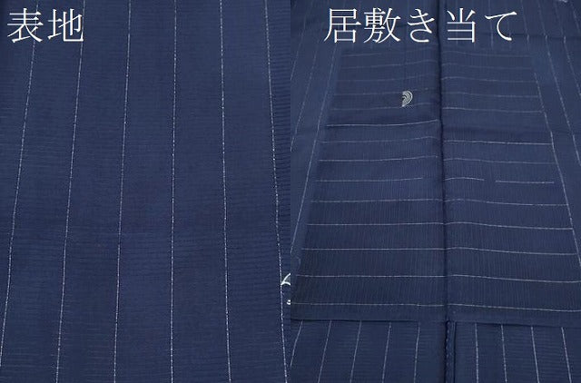 平和屋着物＊夏物 小紋 絽 千鳥 縞 銀通し地 正絹 逸品 CABB2329ze