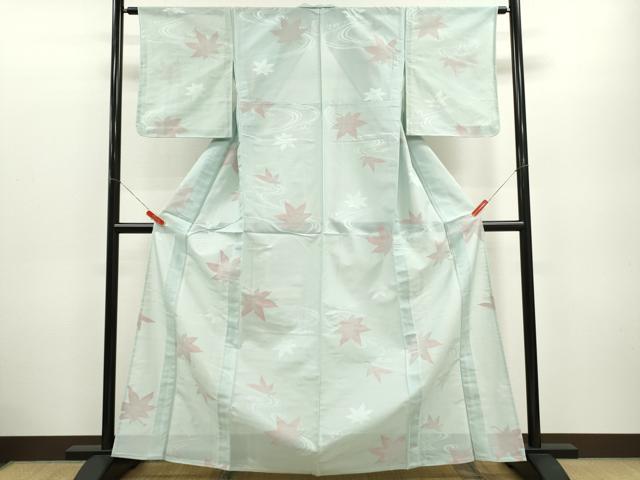 平和屋着物＊夏物 小紋 紗 流水楓文 正絹 逸品 未使用 CABB2330ze