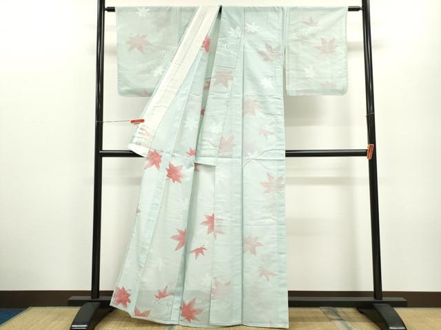 平和屋着物＊夏物 小紋 紗 流水楓文 正絹 逸品 未使用 CABB2330ze
