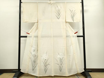 平和屋着物＊夏物 訪問着 絽 手描き 燕子花 正絹 逸品 CABB2331ze