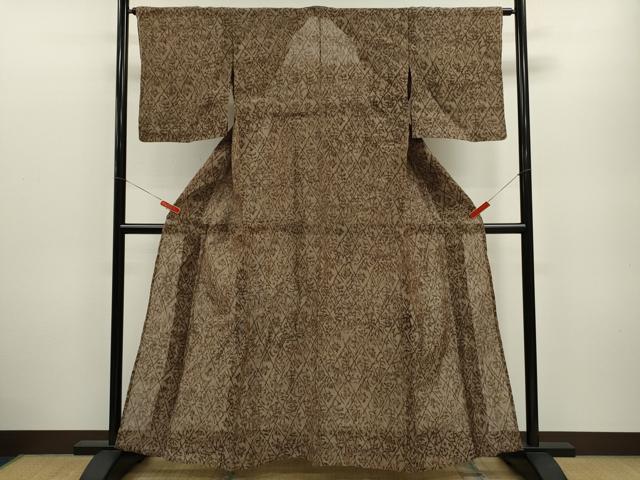 平和屋着物＊夏物 小千谷ちぢみ 菱草花文 麻 逸品 CABB2333ze