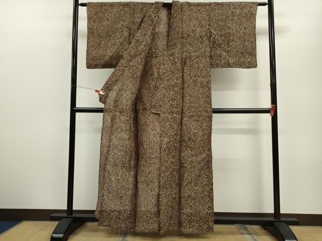 平和屋着物＊夏物 小千谷ちぢみ 菱草花文 麻 逸品 CABB2333ze