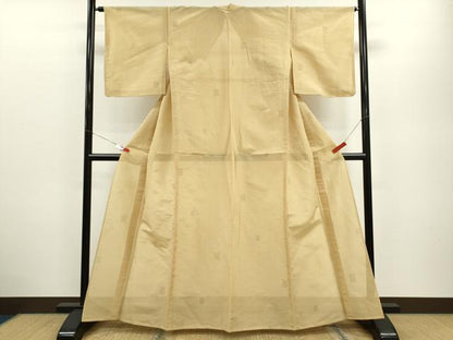 平和屋着物＊夏物 小紋 縦絽 十字絣 正絹 逸品 CABB2334ze