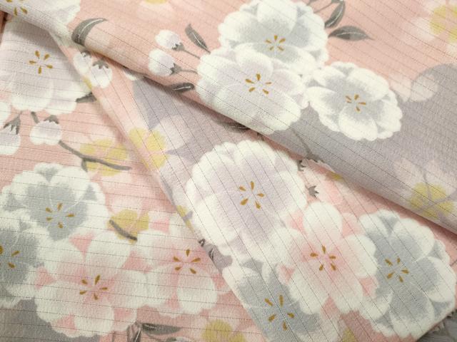 平和屋着物＊夏物 小紋 絽 雲取り枝桜文 洗える着物 CABB2340ze
