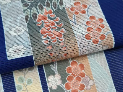 平和屋着物＊夏物 訪問着 絽 短冊草花文 金彩 洗える着物 CABB2341ze