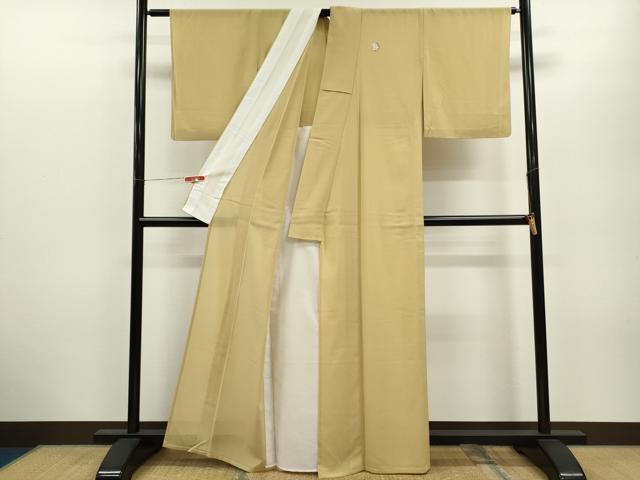 平和屋着物＊夏物 色無地 絽 総刺繍 ワンポイント 草花文 木蘭色 洗える着物 CABB2343ze