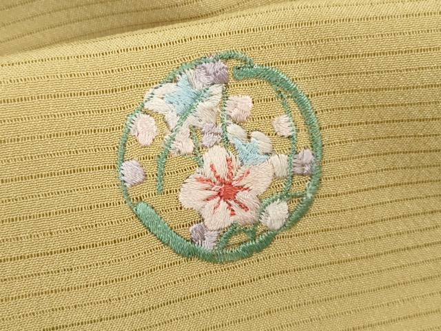 平和屋着物＊夏物 色無地 絽 総刺繍 ワンポイント 草花文 木蘭色 洗える着物 CABB2343ze