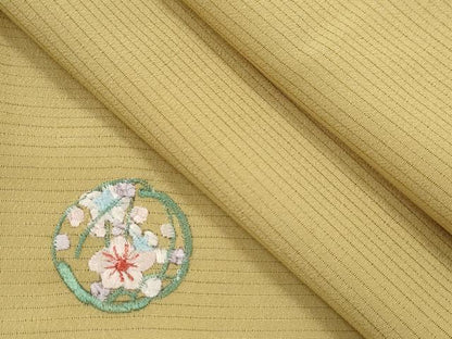 平和屋着物＊夏物 色無地 絽 総刺繍 ワンポイント 草花文 木蘭色 洗える着物 CABB2343ze