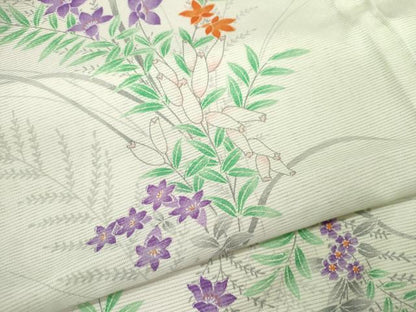 平和屋着物＊夏物 小紋 絽 草花文 暈し染め 洗える着物 CABB2344ze