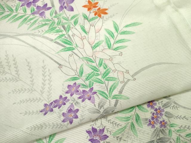 平和屋着物＊夏物 小紋 絽 草花文 暈し染め 洗える着物 CABB2344ze
