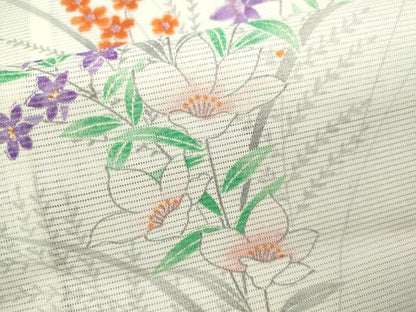 平和屋着物＊夏物 小紋 絽 草花文 暈し染め 洗える着物 CABB2344ze