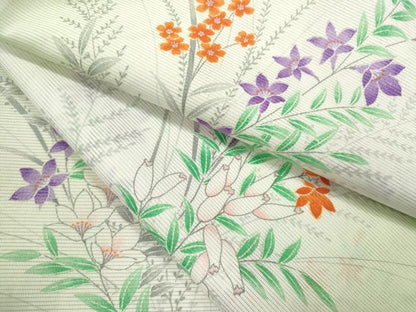 平和屋着物＊夏物 小紋 絽 草花文 暈し染め 洗える着物 CABB2344ze