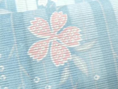 平和屋着物＊夏物 小紋 絽 縞 枝垂れ花文 暈し染め 洗える着物 CABB2347ze