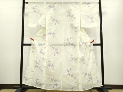 平和屋着物＊夏物　小紋　絽　枝花文　暈し染め　洗える着物　未使用　CABB2351ze