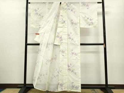 平和屋着物＊夏物　小紋　絽　枝花文　暈し染め　洗える着物　未使用　CABB2351ze