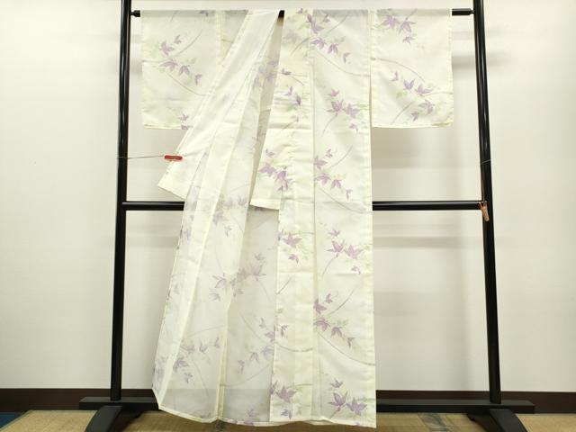 平和屋着物＊夏物　小紋　絽　枝花文　暈し染め　洗える着物　未使用　CABB2351ze
