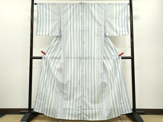 平和屋着物＊夏物 小紋 絽 縞 洗える着物 CABB2353ze