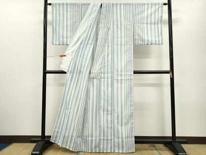 平和屋着物＊夏物 小紋 絽 縞 洗える着物 CABB2353ze