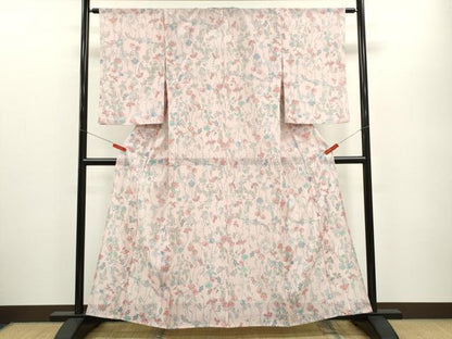 平和屋着物＊夏物 小紋 絽 枝更紗花文 さんび謹製 洗える着物 CABB2355ze