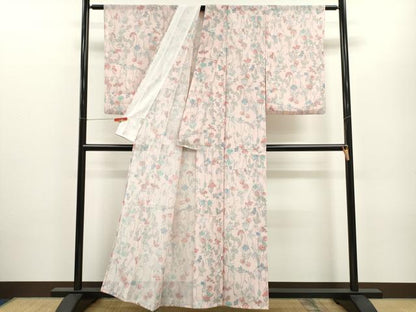 平和屋着物＊夏物 小紋 絽 枝更紗花文 さんび謹製 洗える着物 CABB2355ze
