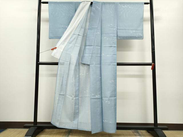 平和屋着物＊夏物 小紋 絽 飛鶴文 洗える着物 CABB2358ze