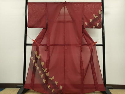 平和屋着物＊夏物　訪問着　絽　舞蝶文　たたき染め　洗える着物　CABB2359ze
