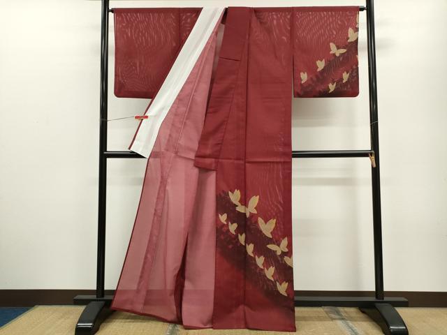 平和屋着物＊夏物　訪問着　絽　舞蝶文　たたき染め　洗える着物　CABB2359ze