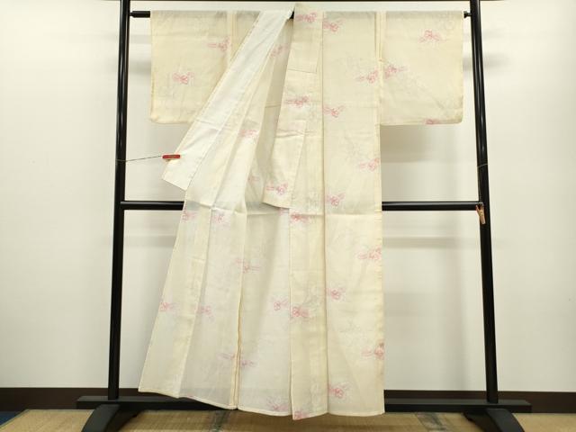 平和屋着物＊夏物　小紋　紗　カトレア　洗える着物　CABB2360ze