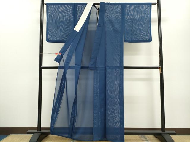 平和屋着物＊夏物 色無地 絽 濃藍色 洗える着物 CABB2361ze