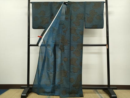 平和屋着物＊夏物 小紋 紗 草花文 洗える着物 CABB2364ze