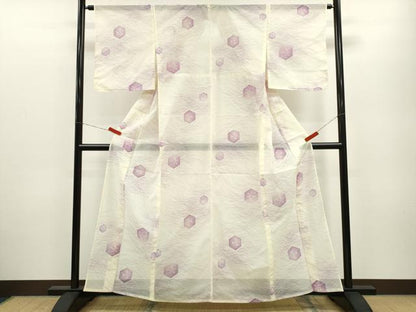 平和屋着物＊夏物 小紋 絽 亀甲草花文 暈し染め 洗える着物 未使用 CABB2365ze