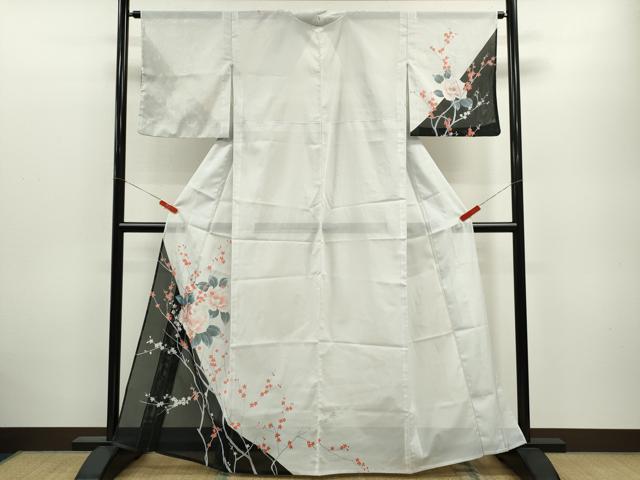 平和屋着物＊夏物 訪問着 絽 枝花文 洗える着物 CABB2373ze