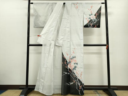 平和屋着物＊夏物 訪問着 絽 枝花文 洗える着物 CABB2373ze