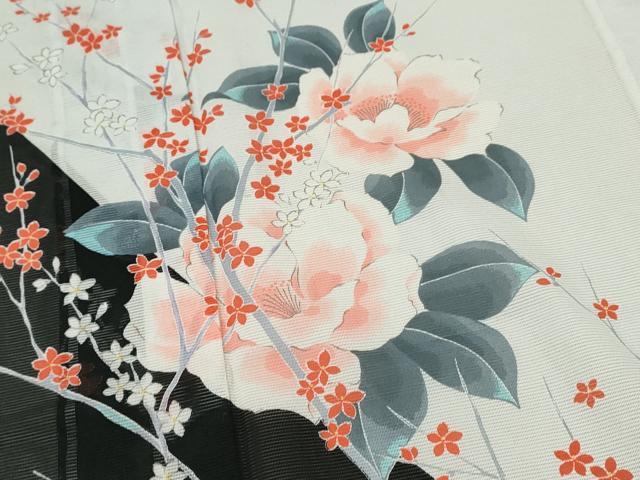 平和屋着物＊夏物 訪問着 絽 枝花文 洗える着物 CABB2373ze