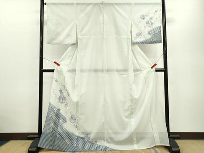 平和屋着物＊夏物 訪問着 絽 雪輪吉祥草花文 洗える着物 CABB2374ze