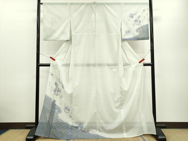 平和屋着物＊夏物 訪問着 絽 雪輪吉祥草花文 洗える着物 CABB2374ze