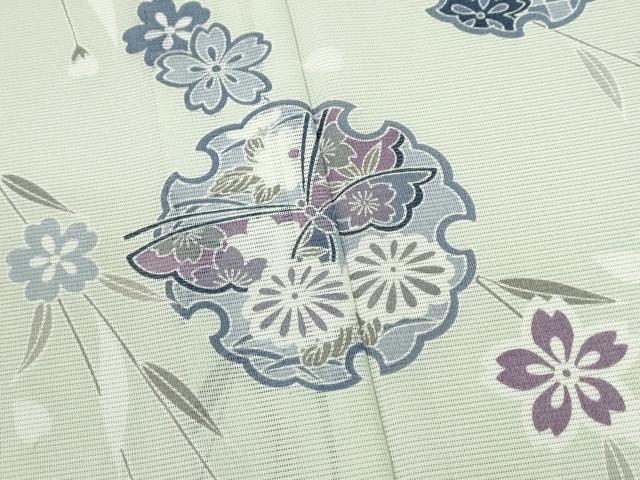 平和屋着物＊夏物 訪問着 絽 雪輪吉祥草花文 洗える着物 CABB2374ze