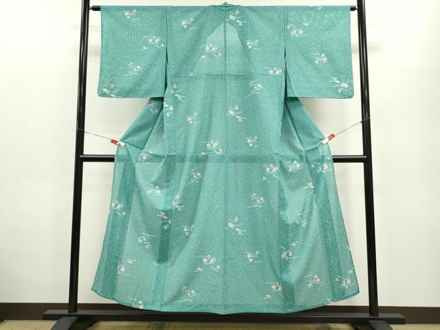 平和屋着物＊夏物 小紋 絽 吹き寄せ文 たたき染め 洗える着物 CABB2375ze