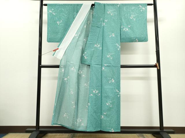 平和屋着物＊夏物 小紋 絽 吹き寄せ文 たたき染め 洗える着物 CABB2375ze