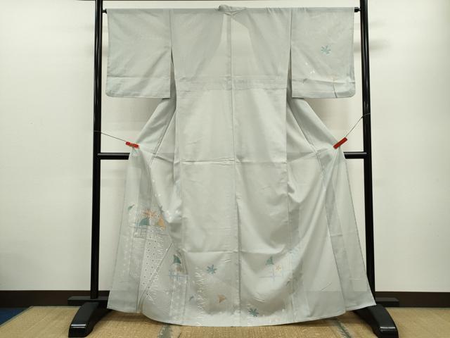 平和屋着物＊夏物　小紋　紗　吉祥文　金糸　正絹　逸品　未使用　CABB2377ze