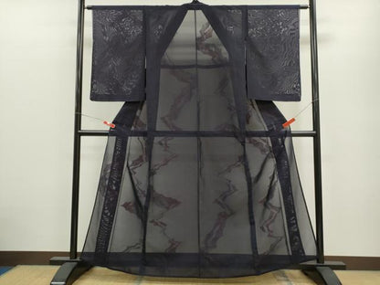 平和屋着物＊夏物 色無地 縦絽 露芝紋紗 秘色色 大丸扱い 正絹 逸品 CABB2378ze