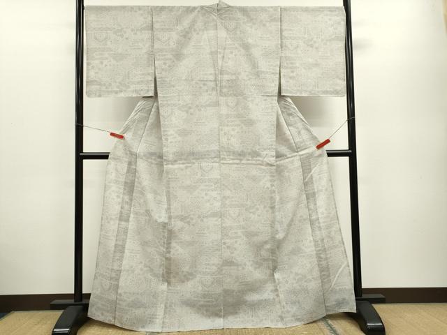 平和屋着物＊夏物　結城紬　夏結城　100亀甲　吉祥文　正絹　逸品　未使用　CABB2383ze